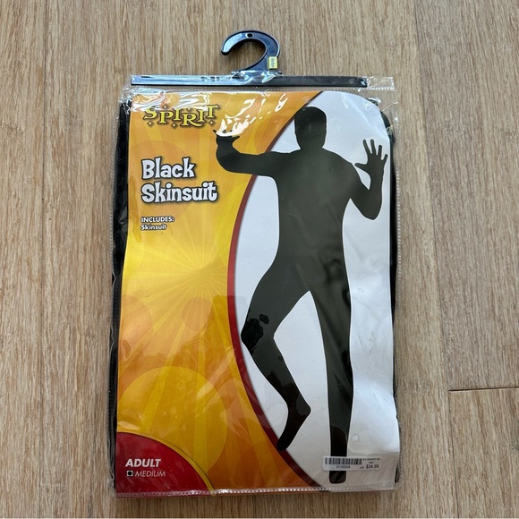 SPIRIT HALLOWEEN ADULT BLACK SKIN SUIT COSTUME - Picture 2 of 7